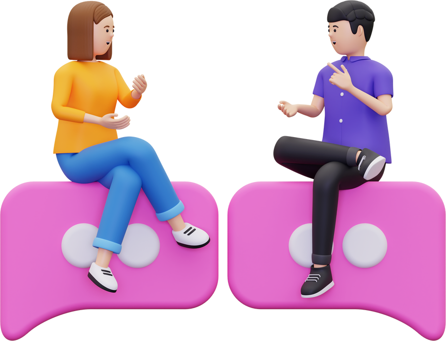 3d Young couple discuss together Illustration